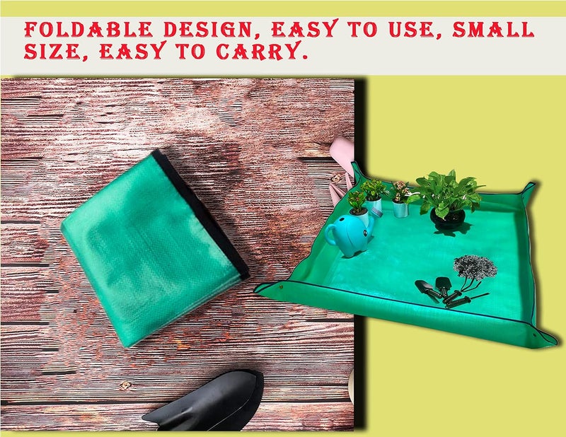 WondMall 39.4" x 39.4" Large Plant Repotting Mat for Indoor Plants, Portable and Foldable Gardening mat, Waterproof Transplanting Potting Mat in Garde - Image 5
